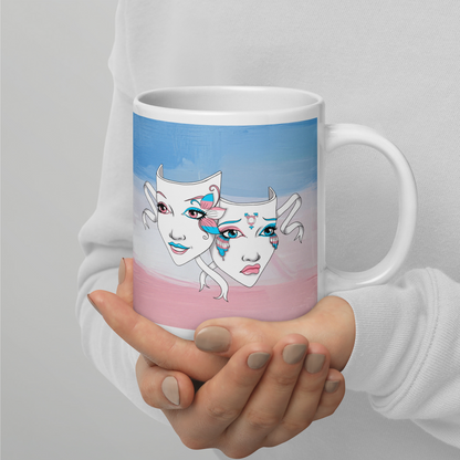 Trans Pride Theatre Mask Glossy Mug